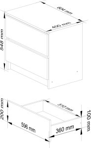 Fabryka Mebli Akord KOMODA K 60 cm 2 SZUFLADY BIAŁA / SONOMA 6