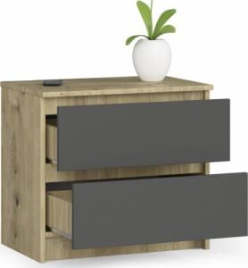 Fabryka Mebli Akord Komoda do salonu K 60 cm 2 szuflady - dąb artisan-grafit szary 2