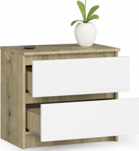 Fabryka Mebli Akord Komoda do salonu K 60 cm 2 szuflady - dąb artisan-biała 2