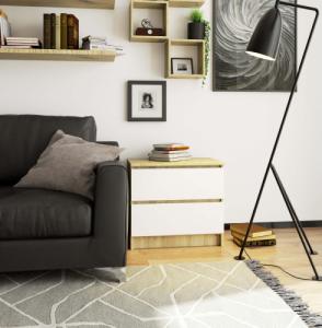 Fabryka Mebli Akord Komoda do salonu K 60 cm 2 szuflady - dąb artisan-biała 3