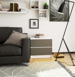 Fabryka Mebli Akord Komoda do salonu K 60 cm 2 szuflady - biała-grafit szary 2