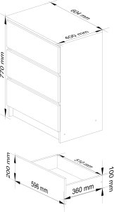 Fabryka Mebli Akord KOMODA K 60 cm 3 SZUFLADY DĄB SONOMA 5