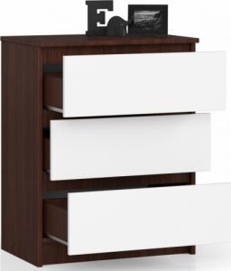 Fabryka Mebli Akord KOMODA K 60 cm 3 SZUFLADY WENGE / BIAŁA 2
