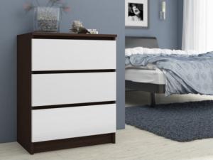 Fabryka Mebli Akord KOMODA K 60 cm 3 SZUFLADY WENGE / BIAŁA 3