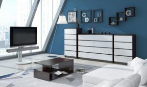 Fabryka Mebli Akord KOMODA K 60 cm 3 SZUFLADY WENGE / BIAŁA 4