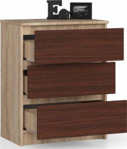 Fabryka Mebli Akord KOMODA K 60 cm 3 SZUFLADY SONOMA / WENGE 2