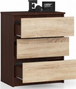 Fabryka Mebli Akord KOMODA K 60 cm 3 SZUFLADY WENGE / SONOMA 2