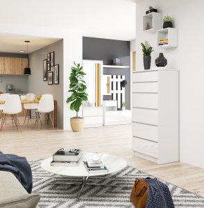 Fabryka Mebli Akord KOMODA K 60 cm 6 SZUFLAD AKRYL BIAŁY WYSOKI POŁYSK 6