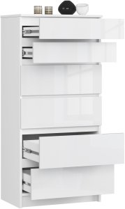 Fabryka Mebli Akord KOMODA K 60 cm 6 SZUFLAD AKRYL BIAŁY WYSOKI POŁYSK 2