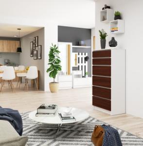 Fabryka Mebli Akord KOMODA K 60 cm 6 SZUFLAD BIAŁA / WENGE 4