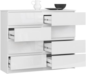 Fabryka Mebli Akord KOMODA K 120 cm 8 SZUFLAD AKRYL BIAŁA WYSOKI POŁYSK 2