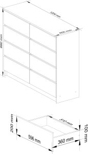 Fabryka Mebli Akord KOMODA K 120 cm 8 SZUFLAD AKRYL BIAŁA WYSOKI POŁYSK 3