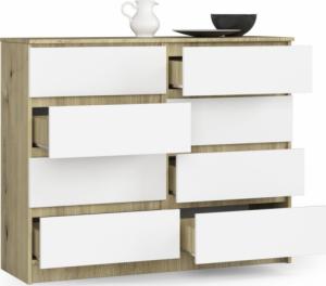 Fabryka Mebli Akord Komoda do salonu K 120 cm 8 szuflad - dąb artisan-biała 2