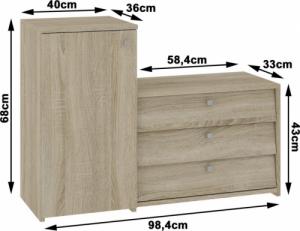 Fabryka Mebli Akord Szafka na buty S16 z komodą 3 uchylne drzwiczki - dąb sonoma 3