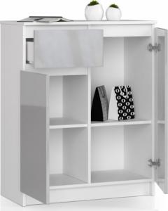 Fabryka Mebli Akord KOMODA K 80 cm 2 DRZWI 1 SZUFLADA BIAŁA / METALIK POŁYSK 2