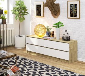 Fabryka Mebli Akord Komoda K 160 cm 4 szuflady - dąb artisan-biała 4