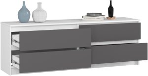 Fabryka Mebli Akord Komoda K 160 cm 4 szuflady - biała-grafit szary 3