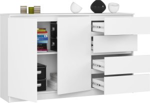 Fabryka Mebli Akord Komoda do sypialni 160 cm K013 - Biała - 2 drzwi 4 szuflady 2