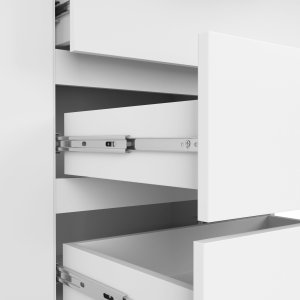 Fabryka Mebli Akord Komoda do sypialni 160 cm K013 - Biała - 2 drzwi 4 szuflady 4