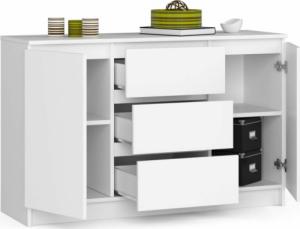 Fabryka Mebli Akord Komoda do salonu 120 cm K016 - Biała - 2 drzwi 3 szuflady 2