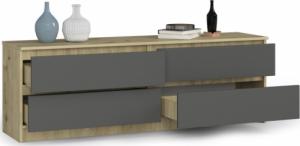 Fabryka Mebli Akord Komoda K 160 cm 4 szuflady - dąb artisan-grafit szary 2