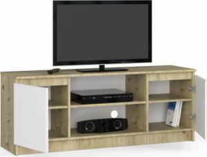 Fabryka Mebli Akord Szafka RTV 140 cm pod telewizor - dąb artisan-biała 2