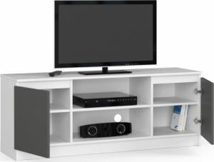 Fabryka Mebli Akord Szafka RTV 140 cm pod telewizor - biała-grafit szary 2