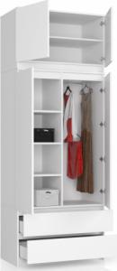 Fabryka Mebli Akord SZAFA Z NADSTAWKĄ S 90 cm 2 DRZWI 2 SZUFLADY BIAŁA 2