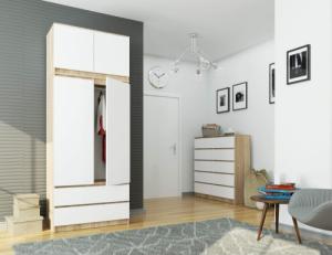 Fabryka Mebli Akord Nadstawka na szafę S 90 cm - dąb sonoma-biała - 2 drzwi 5