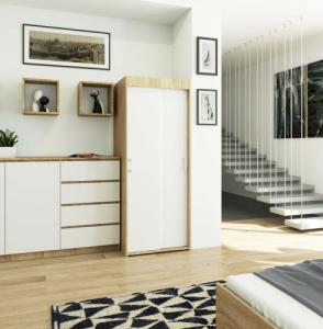Fabryka Mebli Akord Szafa przesuwna do przedpokoju 70 cm - dąb sonoma-biała - 2D 3