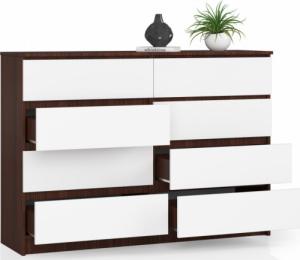 Fabryka Mebli Akord KOMODA K 140 cm 8 SZUFLAD WENGE / BIAŁA 2