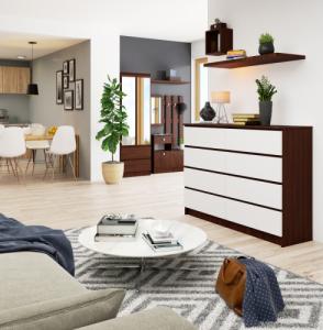Fabryka Mebli Akord KOMODA K 140 cm 8 SZUFLAD WENGE / BIAŁA 4