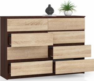 Fabryka Mebli Akord KOMODA K 140 cm 8 SZUFLAD WENGE / SONOMA 2