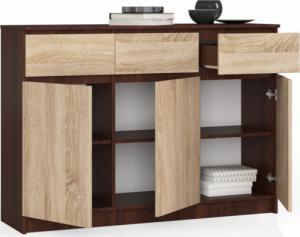 Fabryka Mebli Akord KOMODA K 140 cm 3 DRZWI 3 SZUFLADY WENGE / SONOMA 2