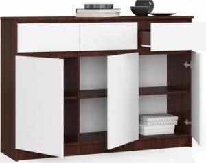 Fabryka Mebli Akord KOMODA K 140 cm 3 DRZWI 3 SZUFLADY WENGE / BIAŁE 2