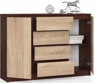 Fabryka Mebli Akord KOMODA K 140 cm 2 DRZWI 4 SZUFLADY WENGE / SONOMA 2