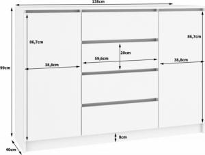Fabryka Mebli Akord KOMODA K 140 cm 2 DRZWI 4 SZUFLADY WENGE / SONOMA 3