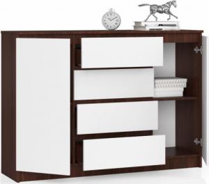 Fabryka Mebli Akord KOMODA K 140 cm 2 DRZWI 4 SZUFLADY WENGE / BIAŁA 2