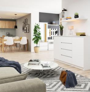 Fabryka Mebli Akord KOMODA K 160 cm 2 DRZWI 4 SZUFLADY BIAŁA 8