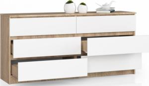 Fabryka Mebli Akord KOMODA K 160 cm 6 SZUFLAD SONOMA / BIAŁA 2