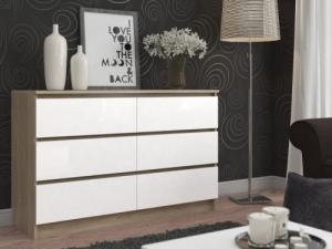 Fabryka Mebli Akord KOMODA K 160 cm 6 SZUFLAD SONOMA / BIAŁA 3