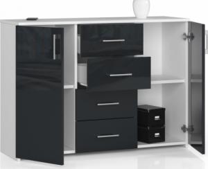 Fabryka Mebli Akord KOMODA K 45 110 cm BIAŁA / GRAFIT POŁYSK 2