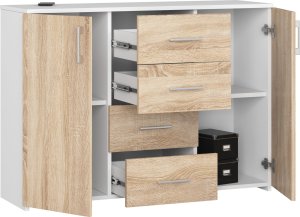 Fabryka Mebli Akord KOMODA K 45 110 cm BIAŁA / SONOMA 2