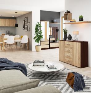 Fabryka Mebli Akord KOMODA K 45 110 cm WENGE / SONOMA 3