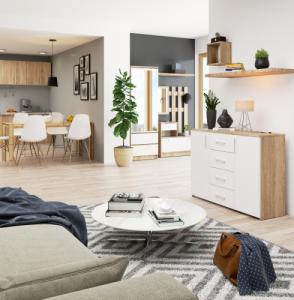 Fabryka Mebli Akord KOMODA K 45 110 cm SONOMA / BIAŁA 3