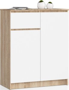 Fabryka Mebli Akord KOMODA K 80 cm 2 DRZWI 1 SZUFLADA DĄB SONOMA / BIAŁA 1