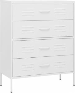 vidaXL Szafka z szufladami, biała, 80x35x101,5 cm, stalowa 2
