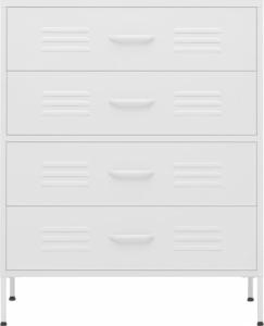 vidaXL Szafka z szufladami, biała, 80x35x101,5 cm, stalowa 5