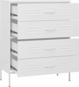 vidaXL Szafka z szufladami, biała, 80x35x101,5 cm, stalowa 8