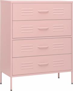 vidaXL Szafka z szufladami, różowa, 80x35x101,5 cm, stalowa 2